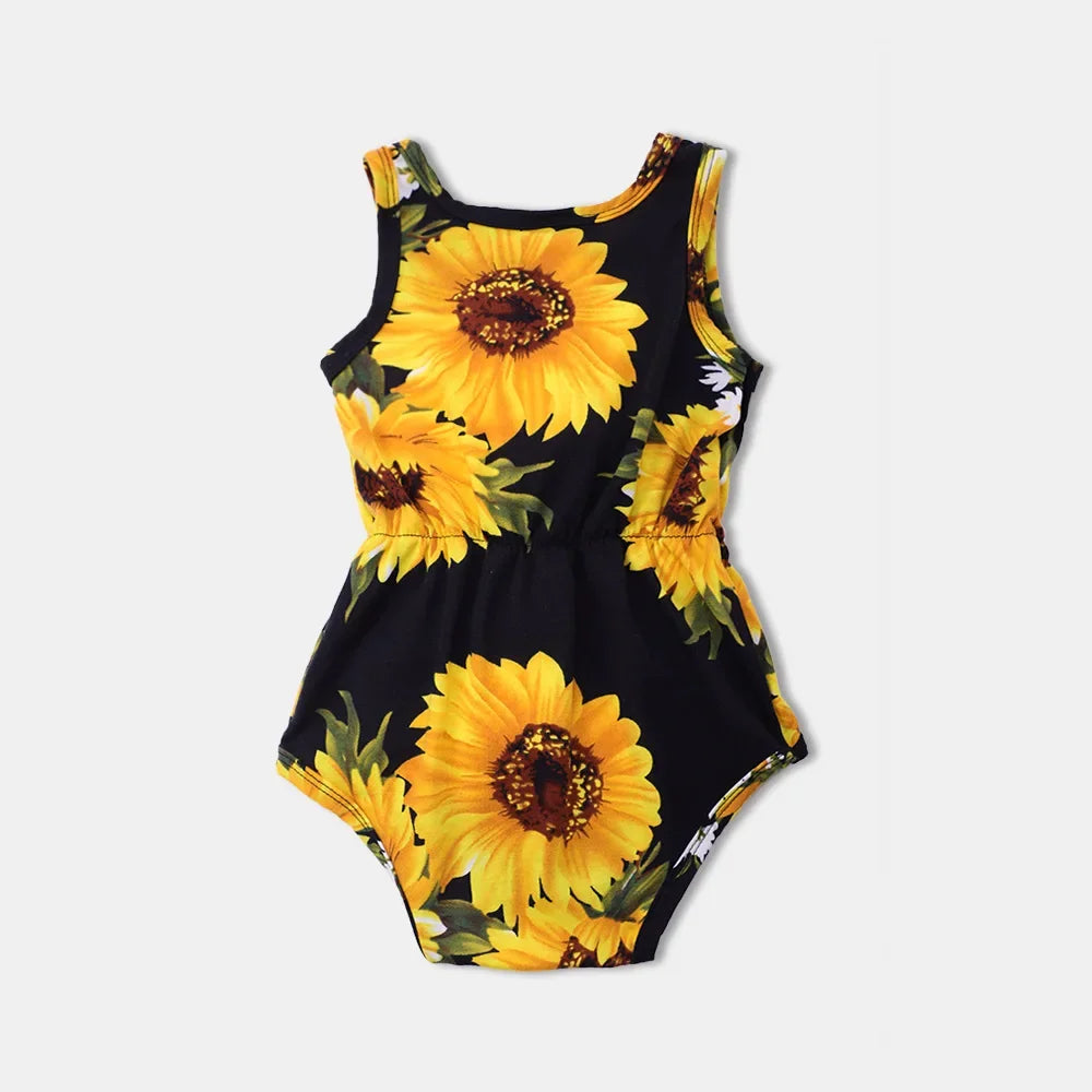 Summer Family Matching Outfits Women Jumpsuit Beach Girls Dresses Vestidos Baby Romper Mother Daughter Dress Children's Clothing