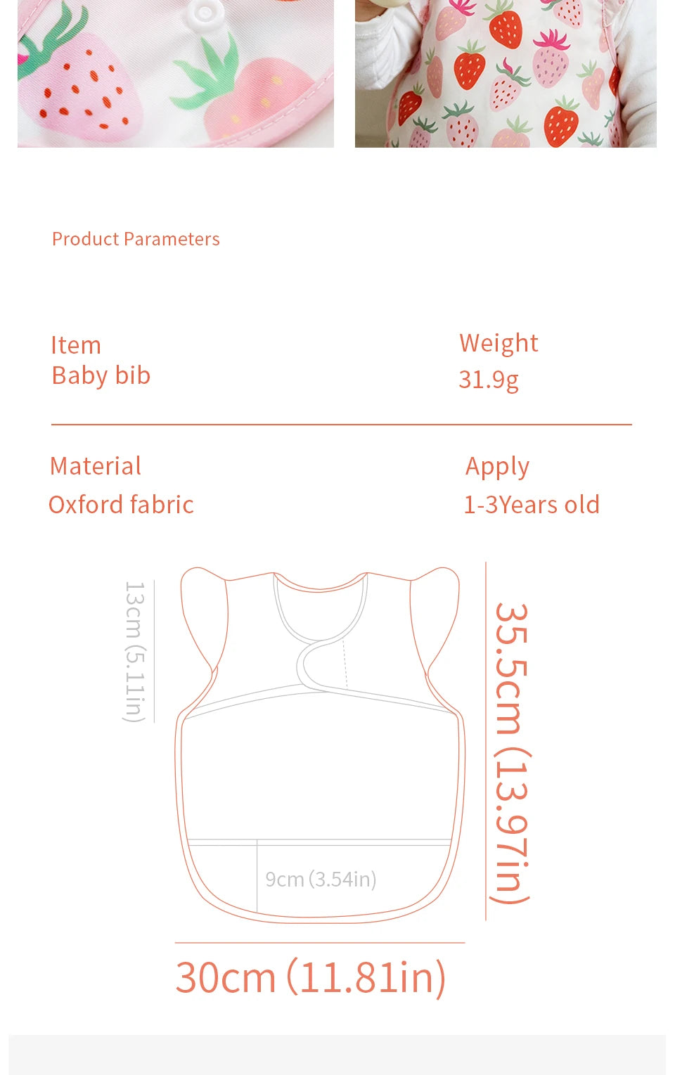 Happyflute 1 Pc Sleeveless Bib for Babies & Toddlers Waterproof Smock Bib for Eating Machine Washable & Mess-Proof Feeding Bib