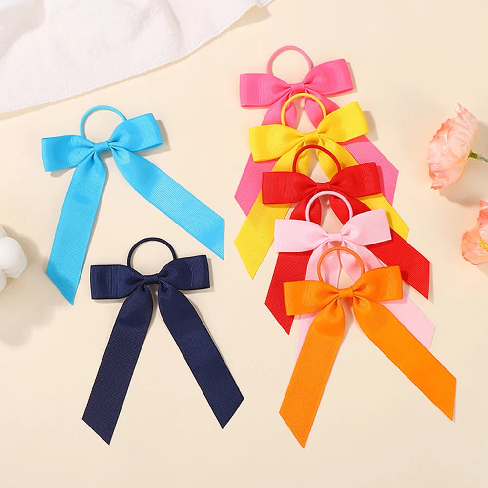 BABY BOWS 20Pcs/lot Girls Sweet Bows Hair Rope Rubber Band Ribbon Bow Elegant Ponytail Headband Gift Set Solid Hairring Dressup