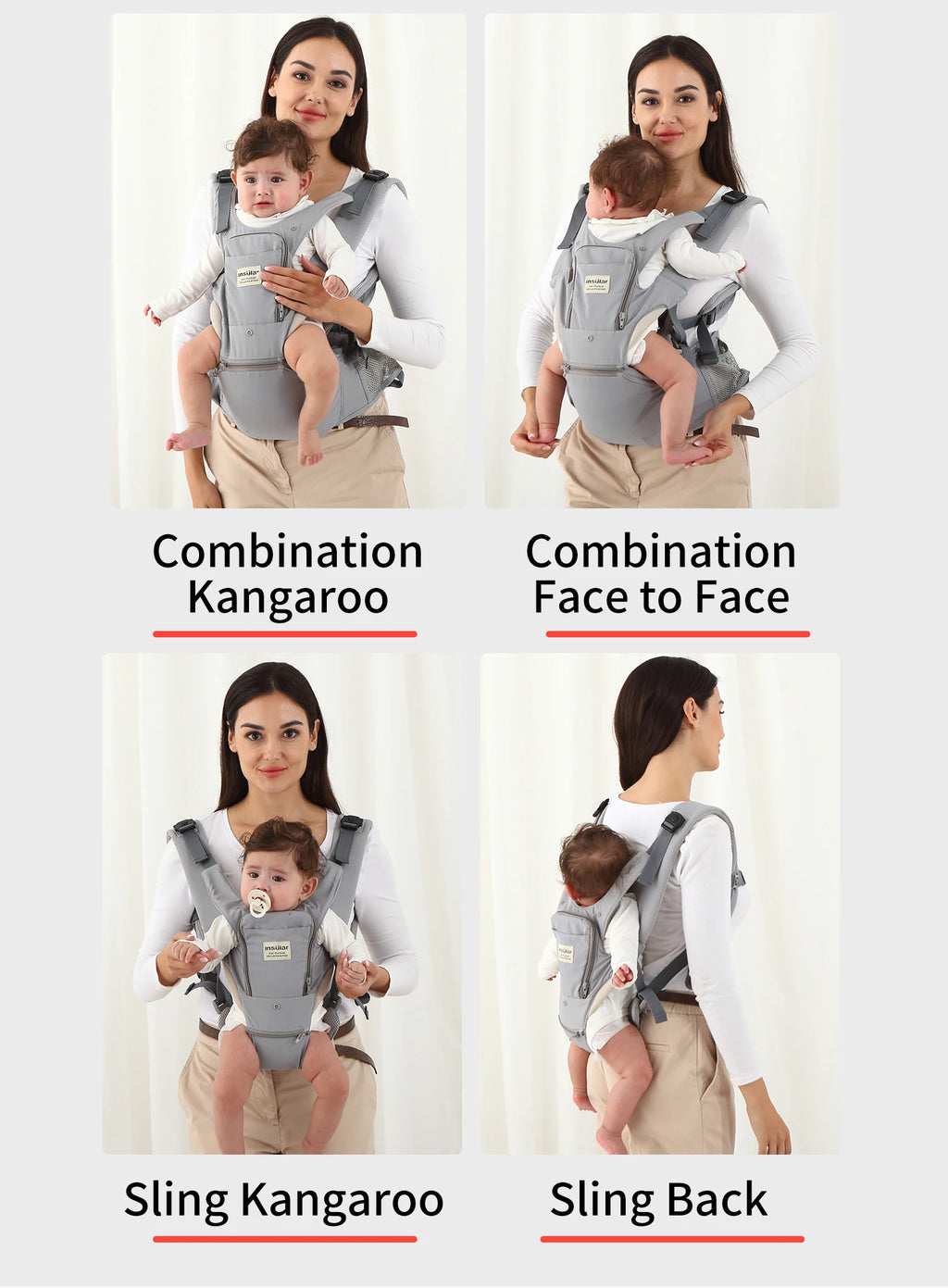 INSULAR Baby Carrier Breathable Child Waist Stool With Hip Seat Waist Stool Front Hold Portable Multi-functional 0-2Y