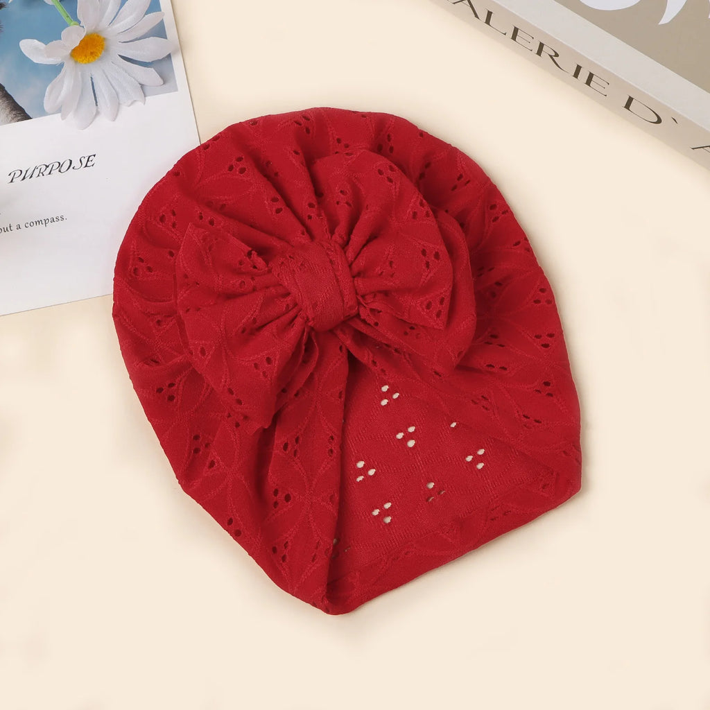 Double Layer Soft Knit Newborn Beanie Big Bow Hollow No Brim Infant Girls Pullover Hat Baby Photo Props Head Cap