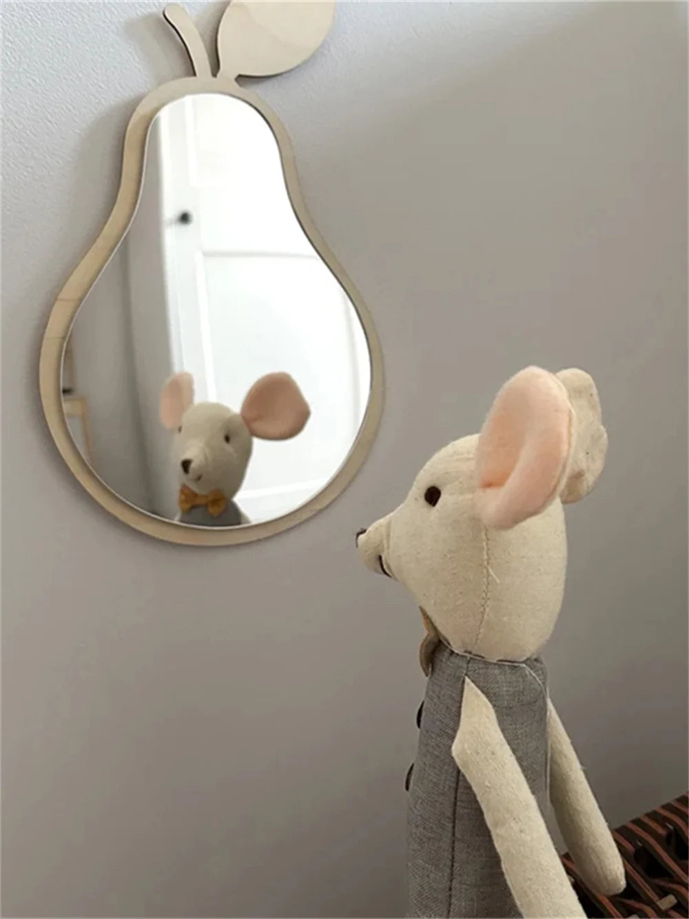 Ins Scandinavian Style Lemon Anti-Shattering Wood Mirror Home Room Decoration Background Wall for Bedroom Decoration Hanging Mirror for Bathroom, Living Room, Bedroom Wall Hanging, Handmade Room Decoration Wall Mirror Shootin - Baby World SA