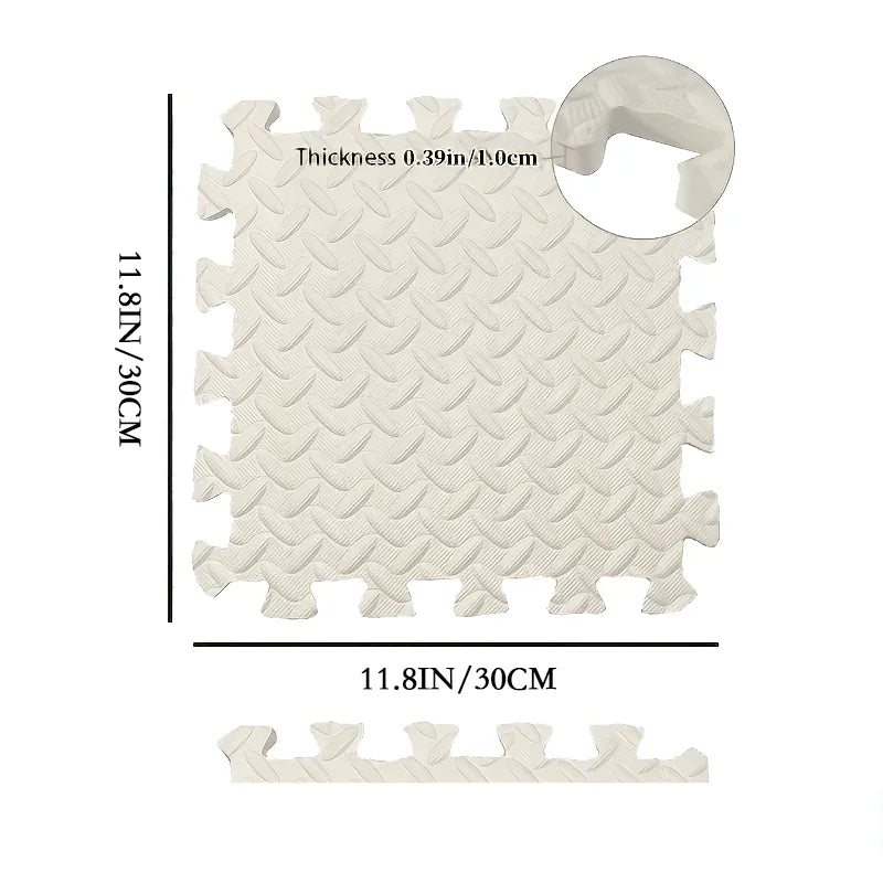 Interlocking Baby Play Mat 1cm Thick EVA Foam 30x30cm Tile Leaf Grain Design, 6 Or 12 Pack