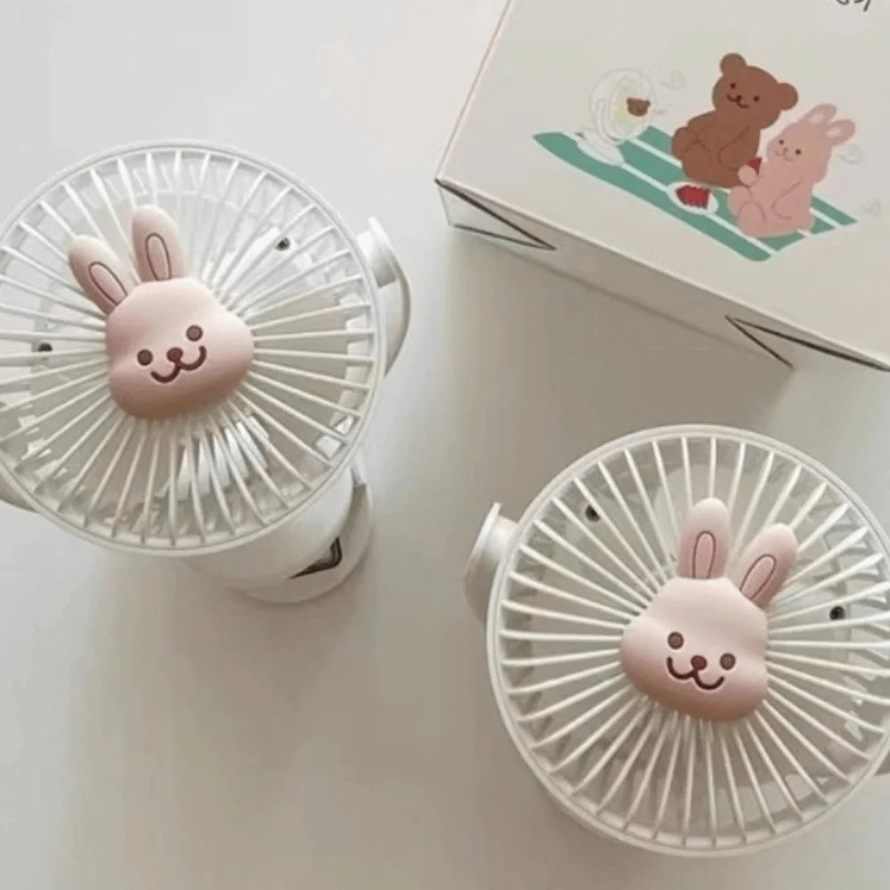 3 Speeds Cart Stroller Fan Bear Lithium Battery Portable Outdoor Fan Noiseless USB Rechargeable for 3.7V1200mAh