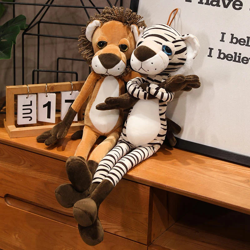 Nice Kawaii Cartoon Forest Animal Lion Zebra Leopard Stuffed Plush Toy Children's Monkey Raccoon Handmade Doll Gift