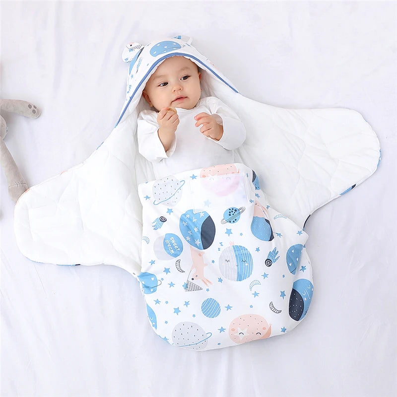 Newborn Baby Sleeping Bags Cartoon Baby Wrap Blankets Autumn and Winter Newborn SleepSack Envelope Thick Cocoon for Baby 0-6M