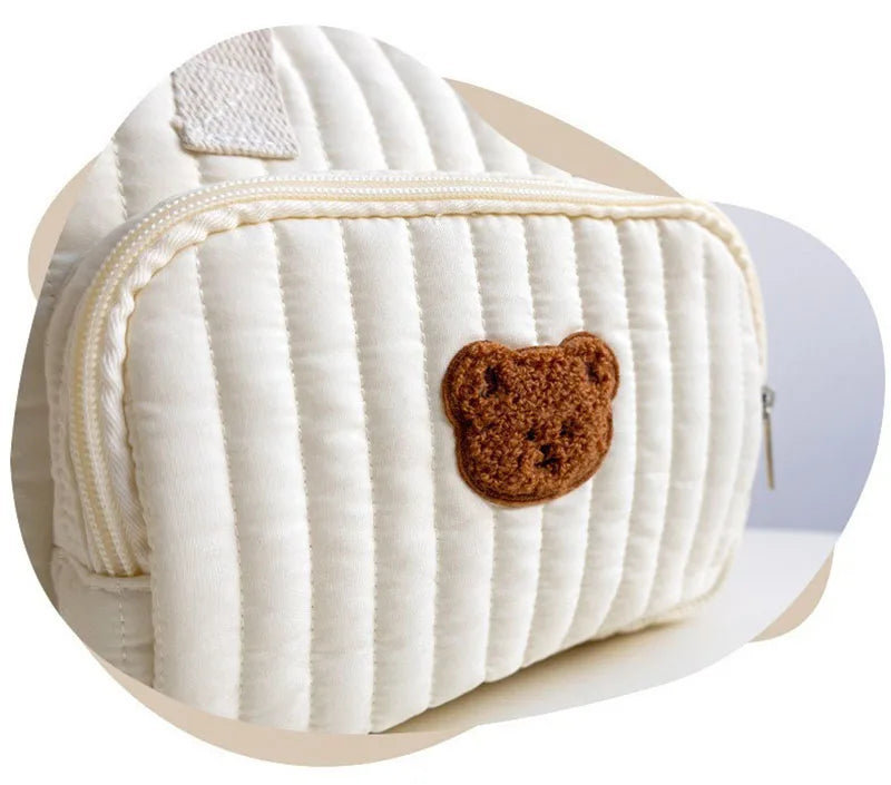 New Mommy Bag Portable Large Capacity Diaper Bag Embroidered Bear Cute Leisure Storage Bag