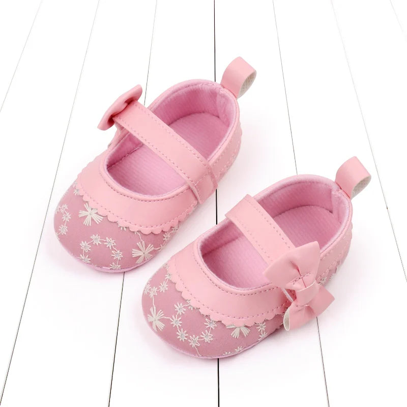 2025 Fashion Baby Shoes Soft Cotton and PU Newborn Toddler Prewalking Sneaker Cute Butterful Bow For 0-18M Baby Princess Shoes