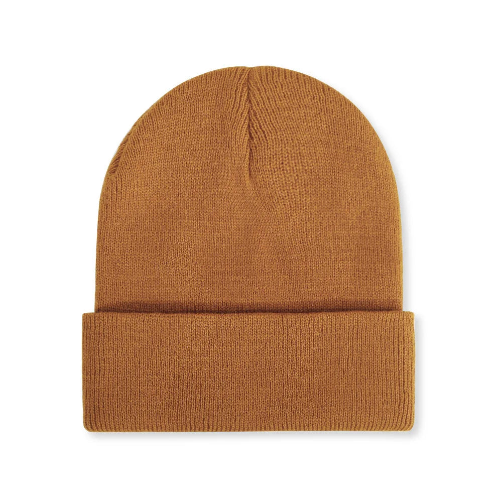 Knitted Hat For Men And Women Warm Beanie Model M01 Solid Color Rolled Edge