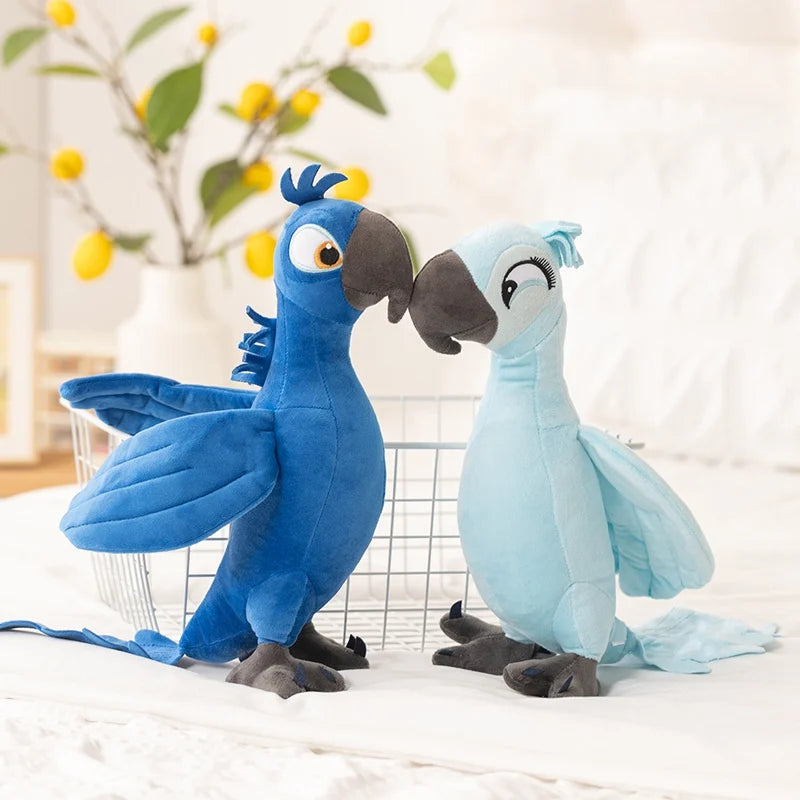 2026 High Quality 1pc 35cm Cartoon Blue Parrot Plush Toy Blu & Jewel Bird Doll Soft Stuffed Animal Cute Christmas Gift For Kids