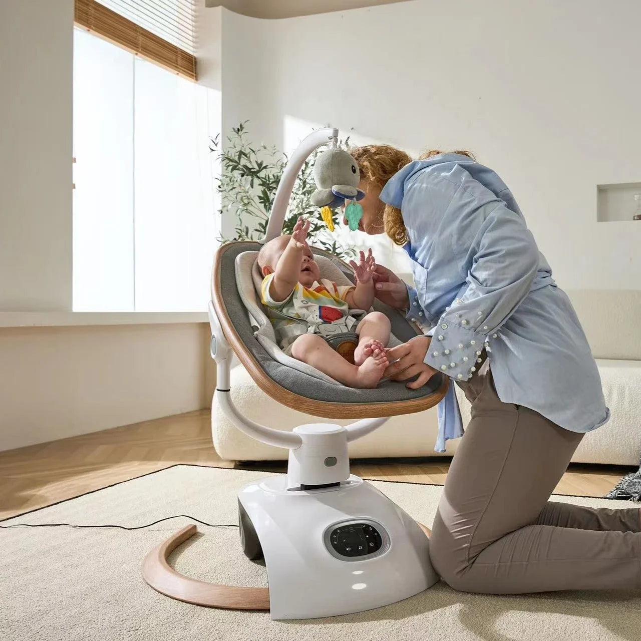Electric Baby Swing Rocker Bluetooth Automatic Glider Chair With Soothing Motion And Timer