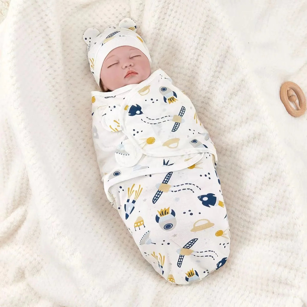 Newborn swaddle cloth with high elasticity, shock absorption, kick resistance, and surrender style.