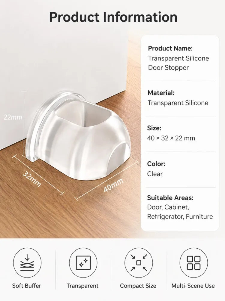 1-8pcs Transparent Silicone Door Stopper Self Adhesive Wall Protector Rubber Bumper Pad For Door Handle Cabinet Corner Furniture