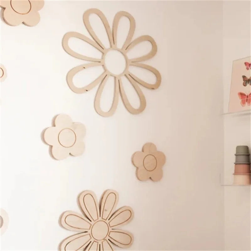 Ins Wooden Daisy Wall Flowers Nursery Decor Boho Nursery Kids Room Wall Decor Farmhouse Bathroom Decoration, Housewarming Gift