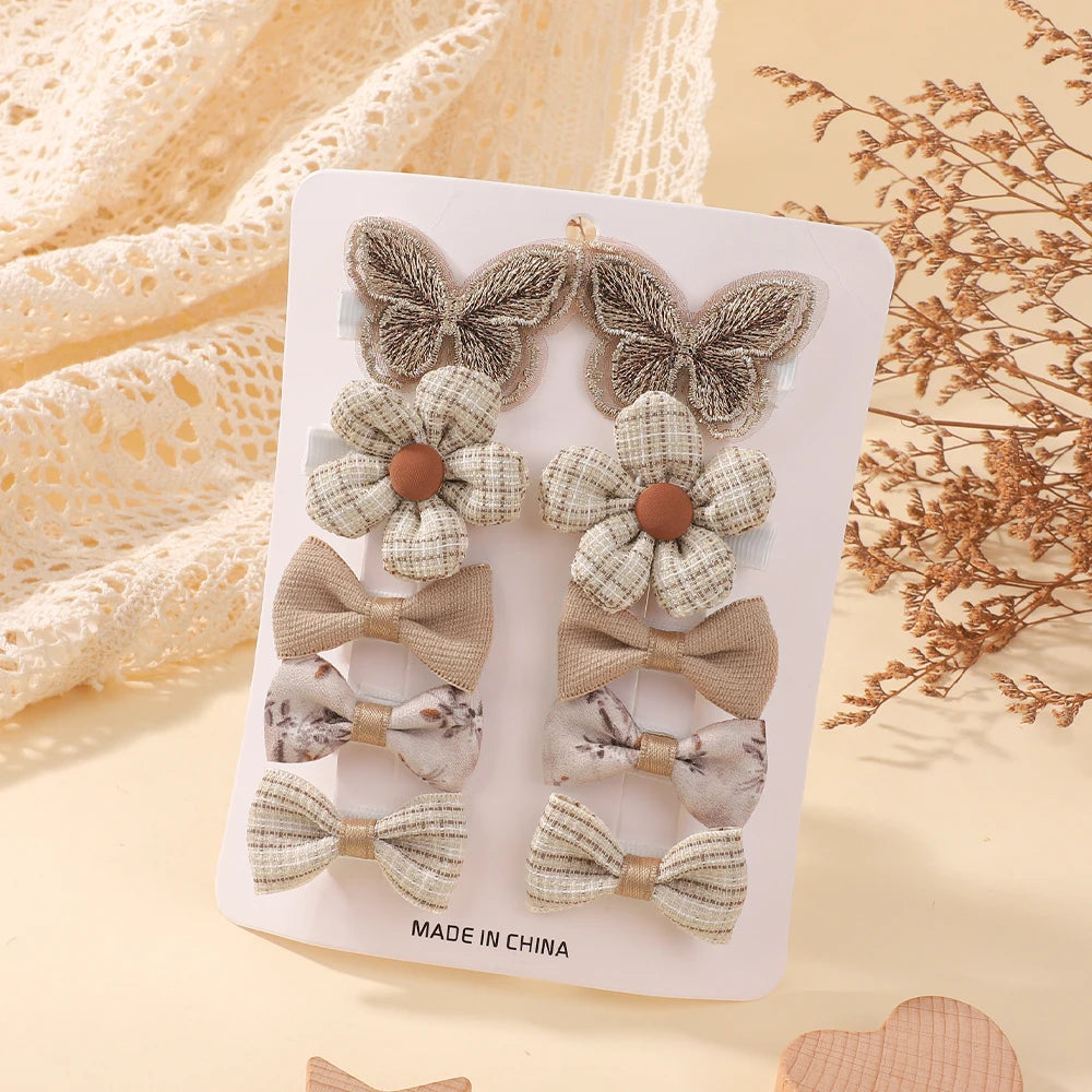 10Pcs Set Multicolor Flower Hair Clips for Girls Primary Hair Accessory and Decoration