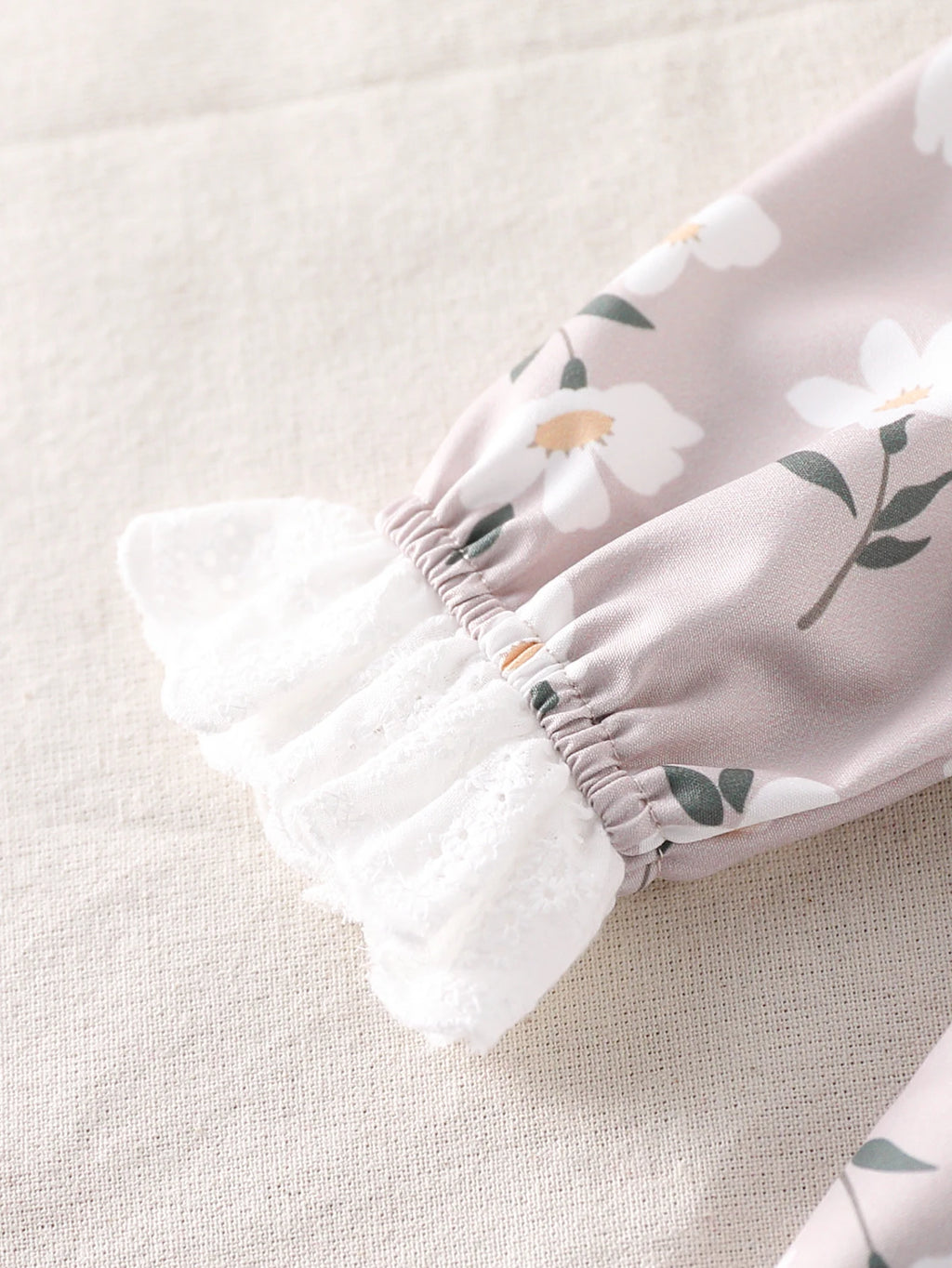 Baby Girl's Romantic Floral Embroidery Round Neck Long Sleeve Dress Autumn Lace Trim Girls' Dress Without Hat
