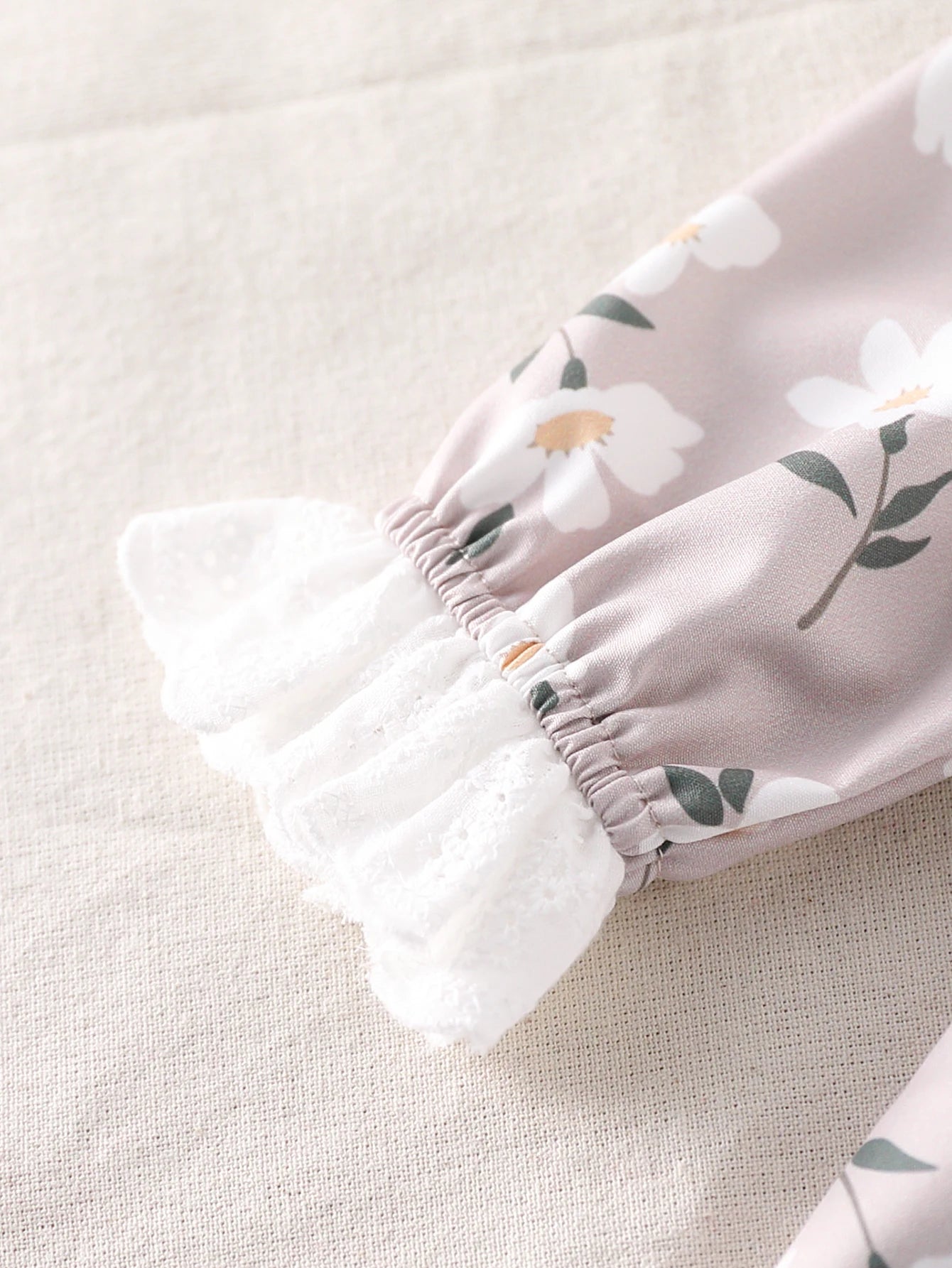 Baby Girl's Romantic Floral Embroidery Round Neck Long Sleeve Dress Autumn Lace Trim Girls' Dress Without Hat
