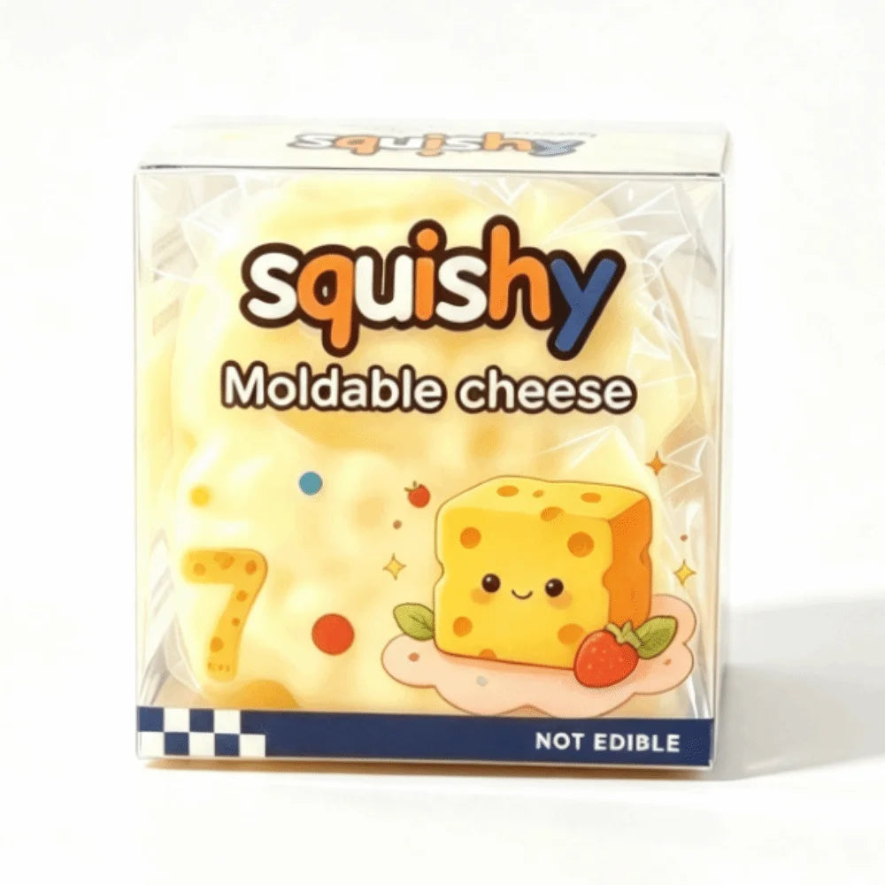 Slow Rising Cheese Squishy Toy Slow Rebound Soft Cheese Shape Squishy Toy Stretchy Moldable Simulated Butter Squeeze Toy
