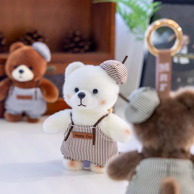 10cm New Kawaii Little Bears Pendant Plush Toy Stuffed Soft Animal Cartoon Bear Backpack School Bag Keychain Decor for Kids Gift