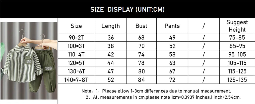 New Spring Autumn Boys Clothing Sets Long Sleeve Striped Letter Label Shirt + Pants 2Pcs Suit For 2-8 Years Kids Casual Outfits