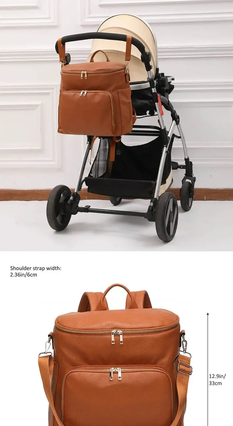 PU Leather Diaper Bag Backpack Large Capacity Travel Carry Bag Maternity Bag Stroller Organizer Nappy Changing Bags Diaper pad