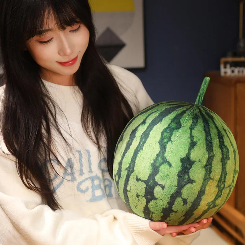 Kawaii Watermelon Plush Doll Pillow Lifelike Oval Shape Soft Toy for Home Decor Fun Hug Gift for Boys & Girls