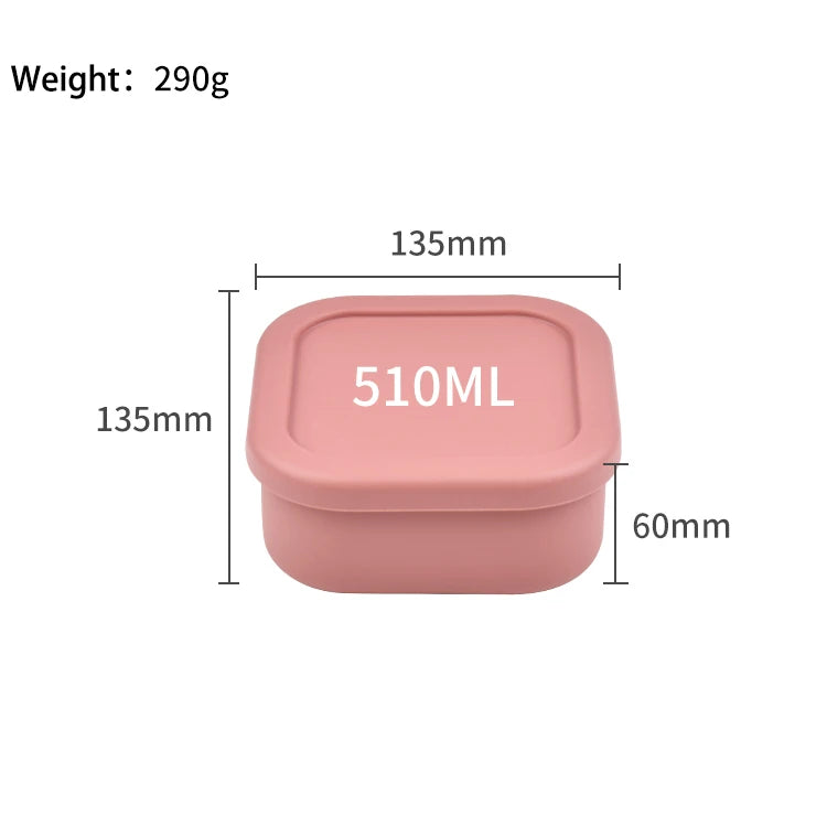 Custom Name or Pattern 1pc Food Grade Silicone Baby Food Storage Container, 510ml Leak-Proof Snack Box, School Lunch Box