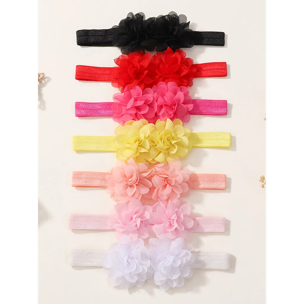 7pcs Babys Chiffon Headbands Flower Soft Strecth Elastic Hair Bands SetNewborns Head Tie Infants Babe Hair Accessories