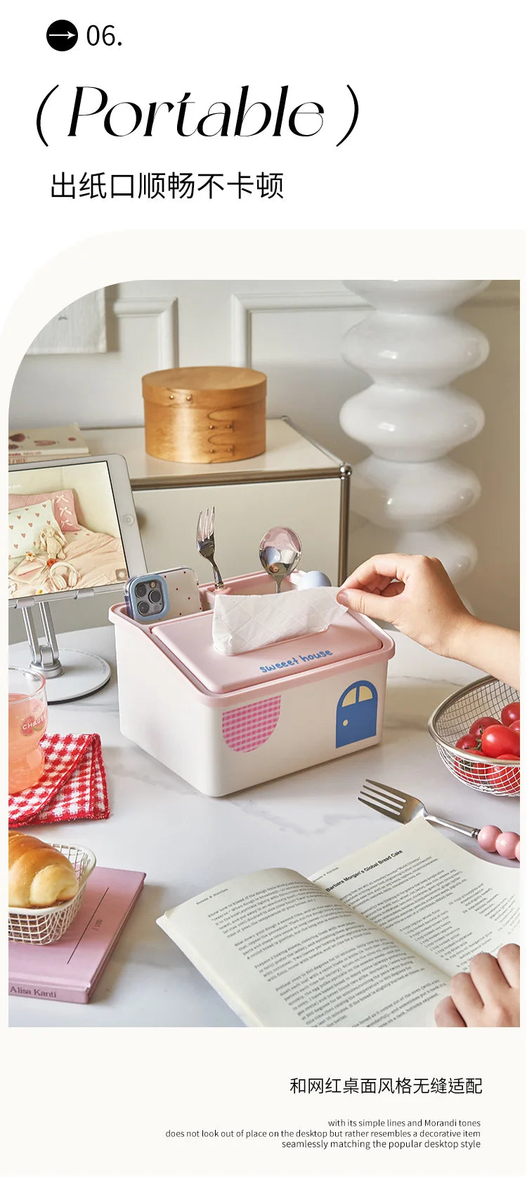 Cartoon Tissue Box Desktop Multi Functional Large Capacity Storage Box Cute Paper Towel Box Paper Drawer for Room Coffee Table