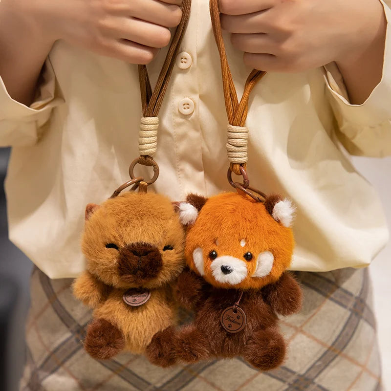 Soft Plush Cute Animal Pendant Dolls - Panda Fox Sloth Cat Dinosaur Bunny Capybara Pig Stuffed Toys for Children Gifts