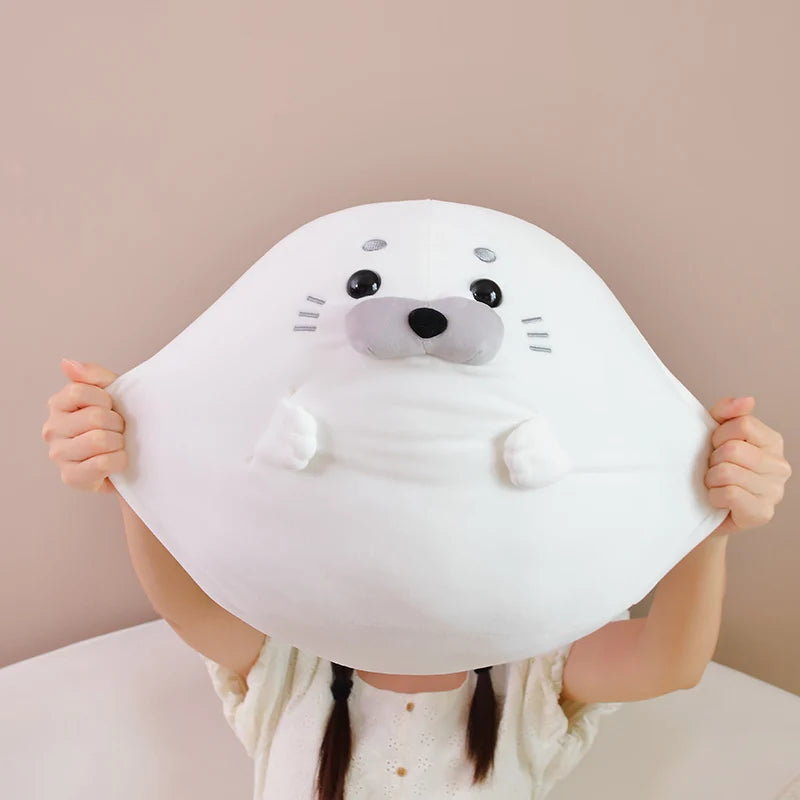 New Adorbale Furry Plush Seal Plush Toy Stuffed Down Cotton Fat Round Animal Sea Lion Doll Sleep Pillow Cushion Kawaii Gifts