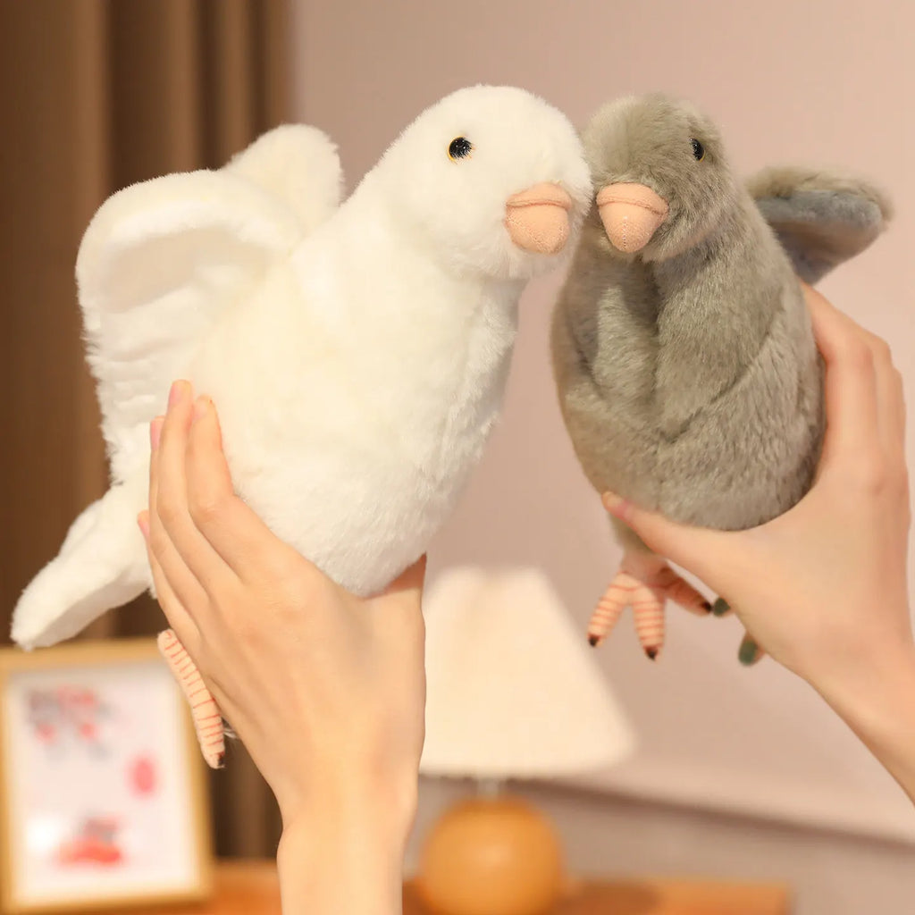 Grey White Simulation Pigeon Plush Toy Peace Dove Stuffed Animal Doll for Kids Home Decor And Photography Props