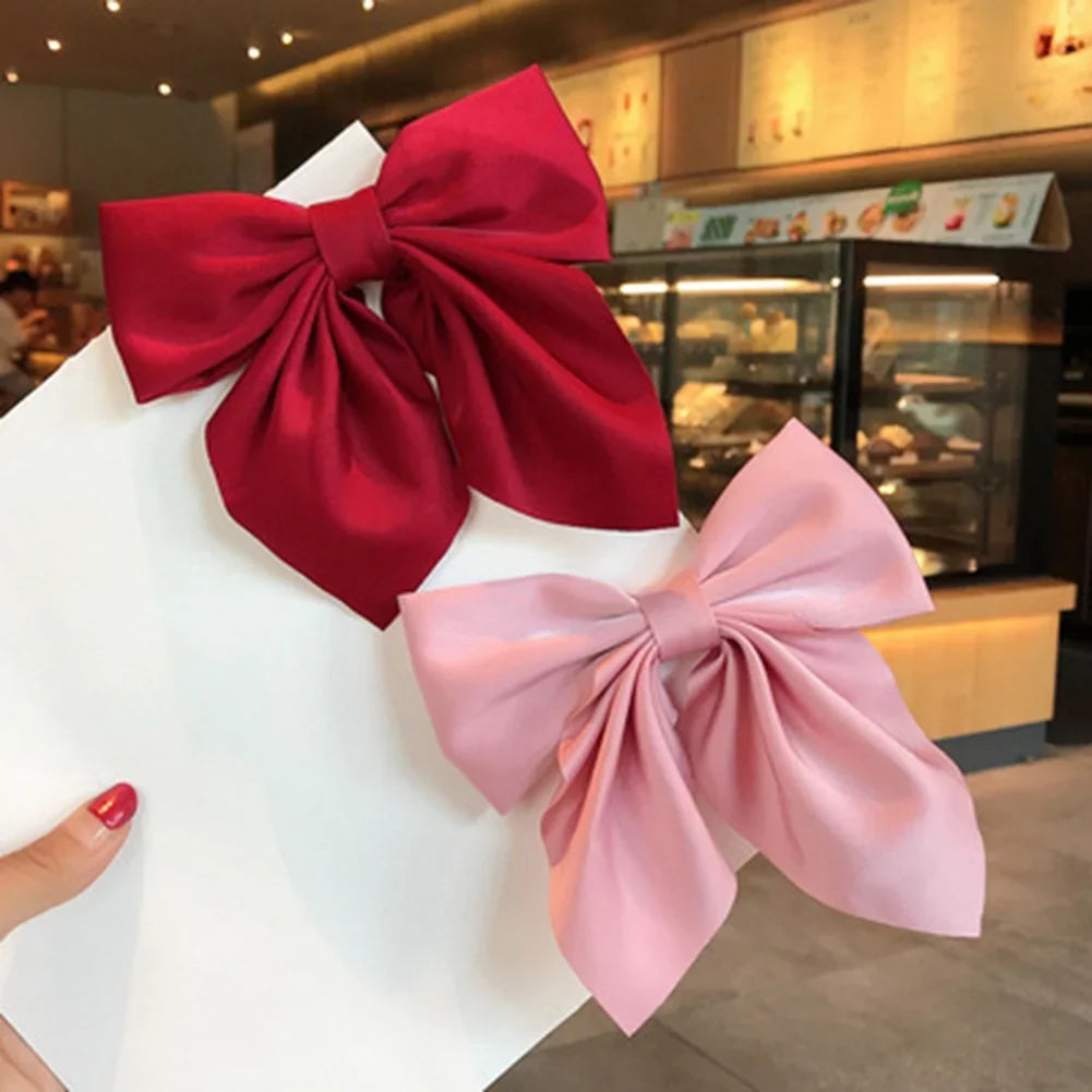 5Piece Mixed Color Ribbon Bow Girls Hair Clips Elegant Solid Color Bow Hair Accessories Hair Clips for Girls Headwear
