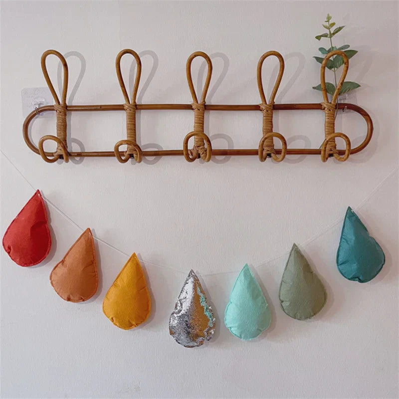 Nordic felt raindrop garland hanging decor 2m length soft water drop ornaments