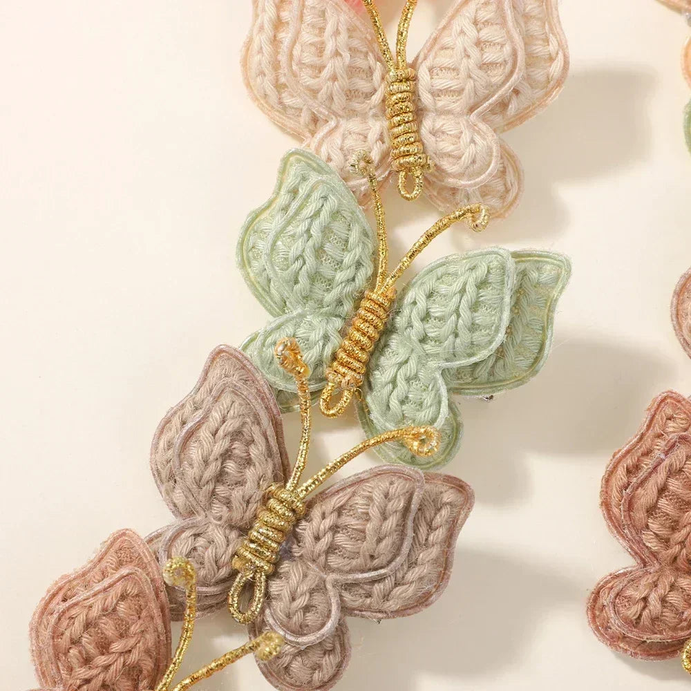 12Pcs Mini Butterfly Knitted Crochet Hair Clips for Baby Girl Handmade Headgear Wool Braided Hairpins Hair Accessories