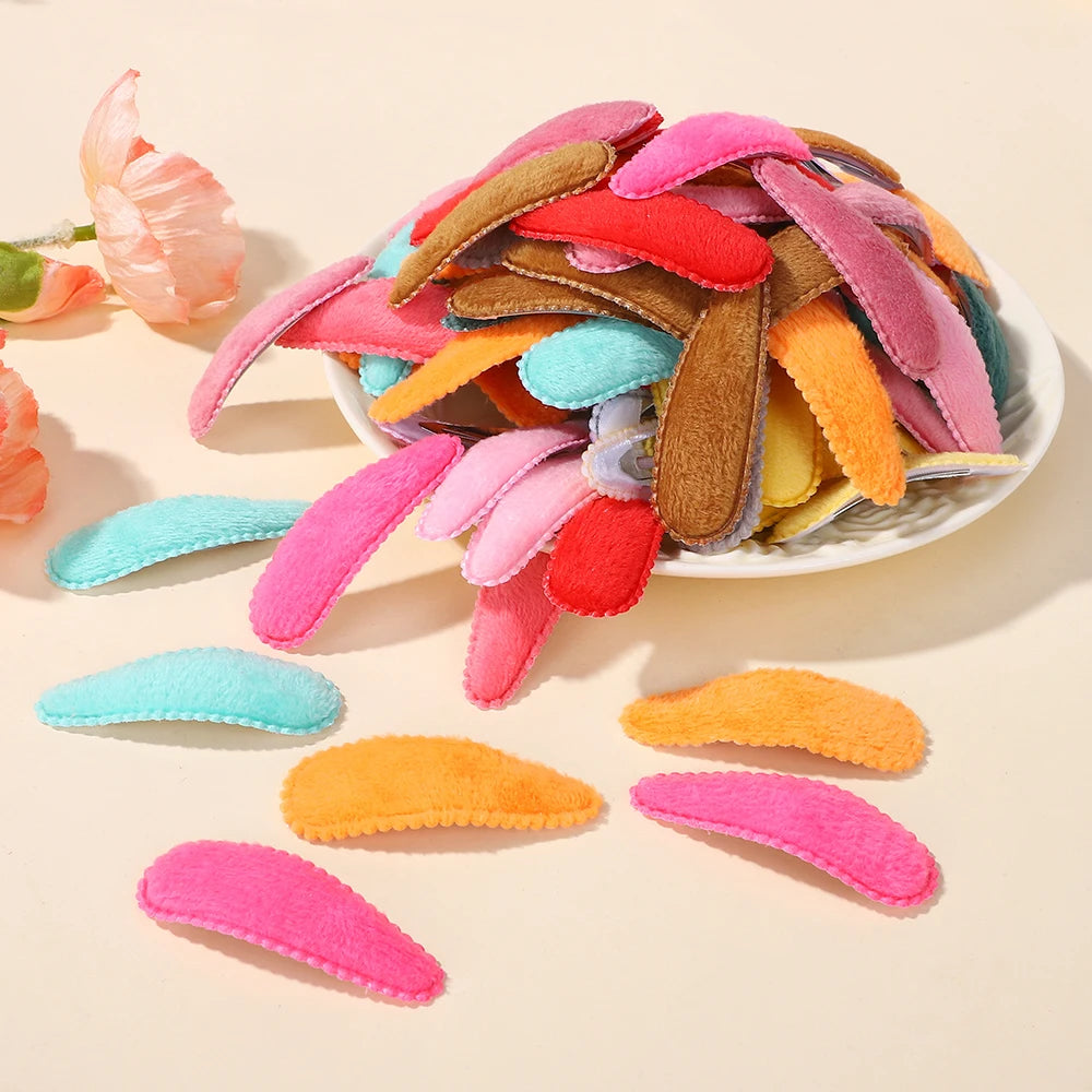 50PCS random colors waterdrop hair BB clips for girls hair bangs Cute fuzzy felt cloth alloy hair clip kids headdress