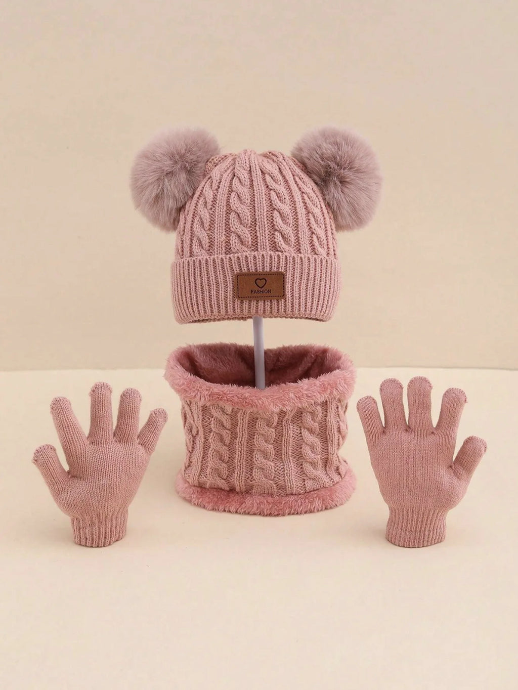 European And American Style Children'S Hat Scarf Gloves Three-Piece Set Autumn Winter Single Ball Baby Infant Casual Versatile