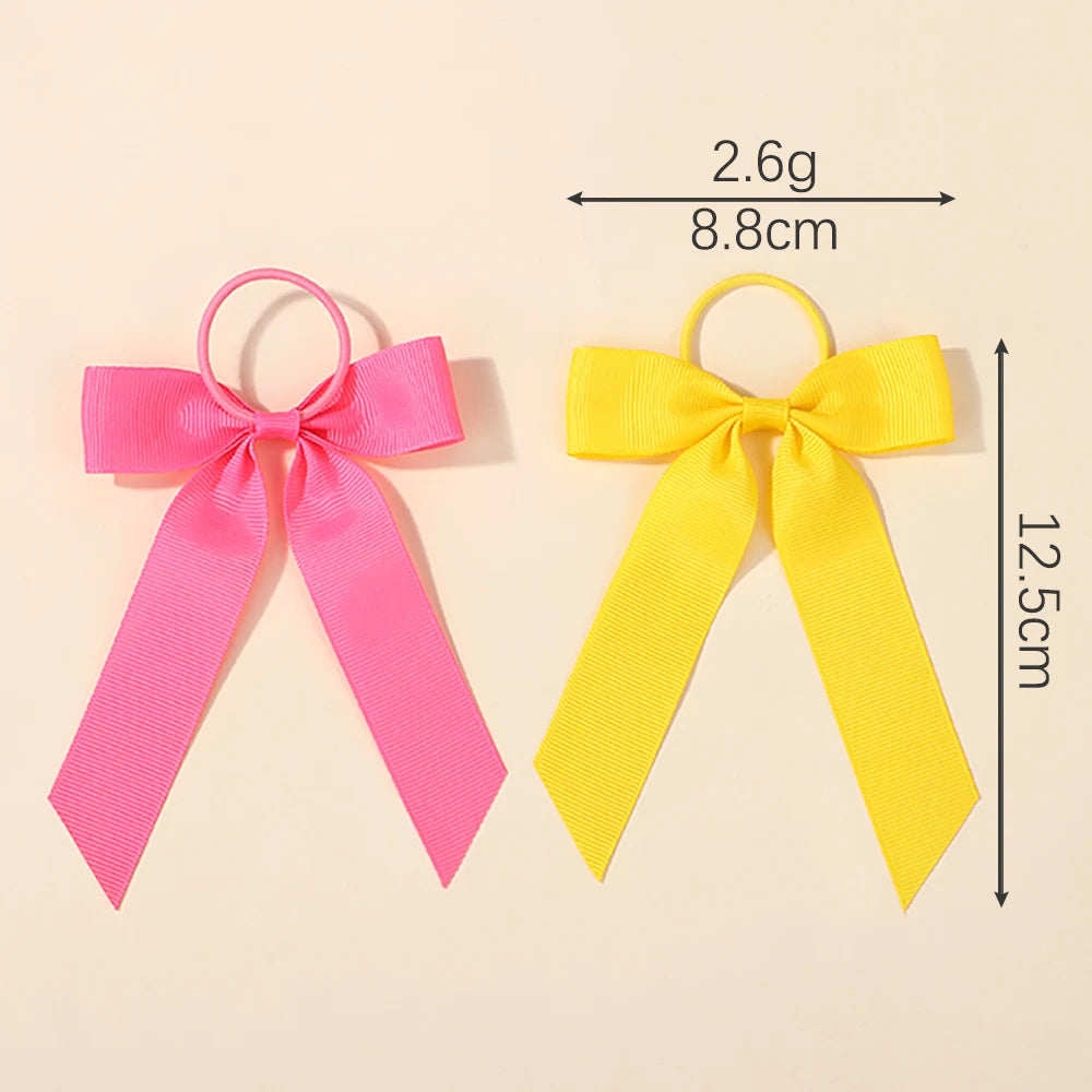 BABY BOWS 20Pcs/lot Girls Sweet Bows Hair Rope Rubber Band Ribbon Bow Elegant Ponytail Headband Gift Set Solid Hairring Dressup