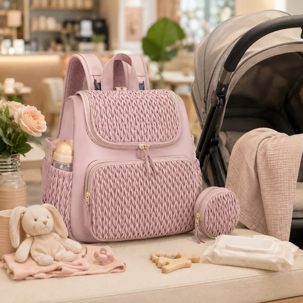 Mommy Diaper Bag Backpack Baby Stroller Organizer Large Capacity Travel Maternity Bag with Insulated Bottle Pockets Changing Pad