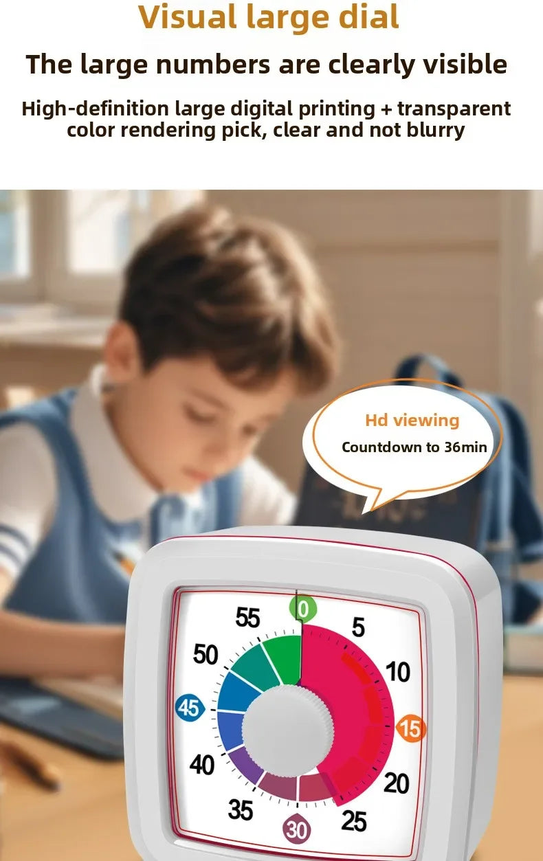 Visual Timer With Night Light School Minuteur 60-Minute Countdown Timer for Kids and Adults Pomodoro Stopwatch Clock