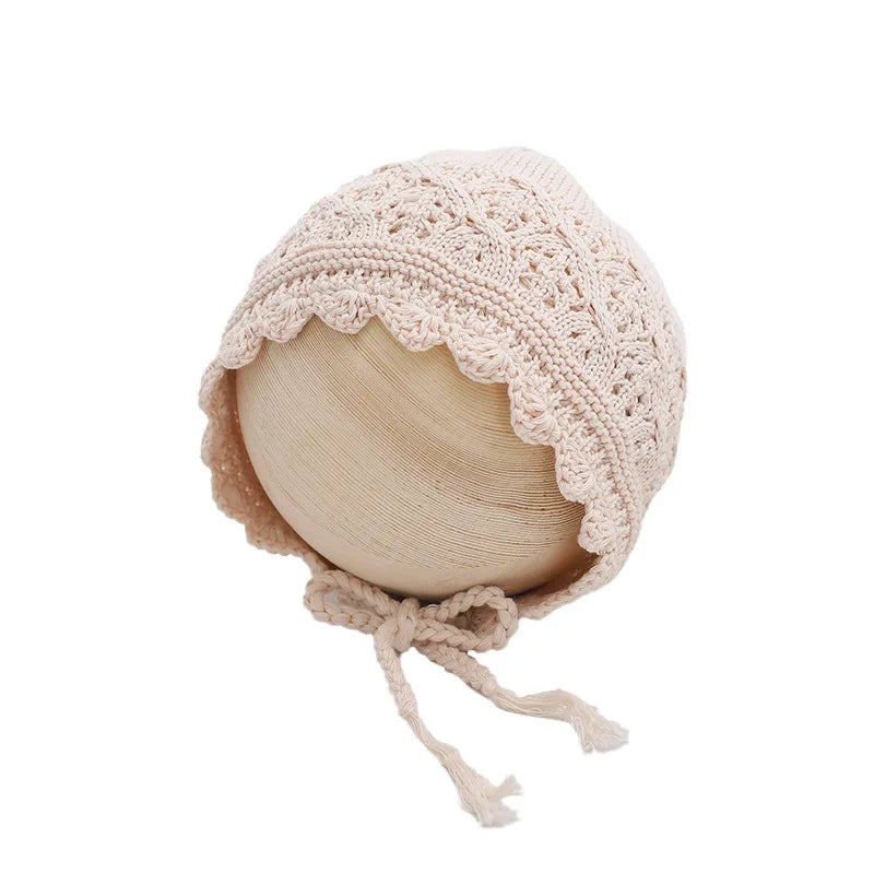 Solid Color Trendy Baby Hat Handmade Lace Turban Baby Hat Girl's Knitted Hat Newborn Hat Wholesale
