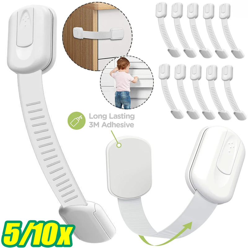 1/3/5Pcs Child Safety Cabinet Locks Premium Adjustable Baby Proof Drawer Latches Bathroom Kitchen Cabinet Drawer Lock
