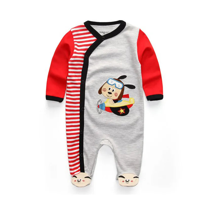 Kiddiezoom Fashion Classic Unisex long Sleeve Causal Baby Boy Girl Rompers Soft 100%Cotton Newborn Clothing