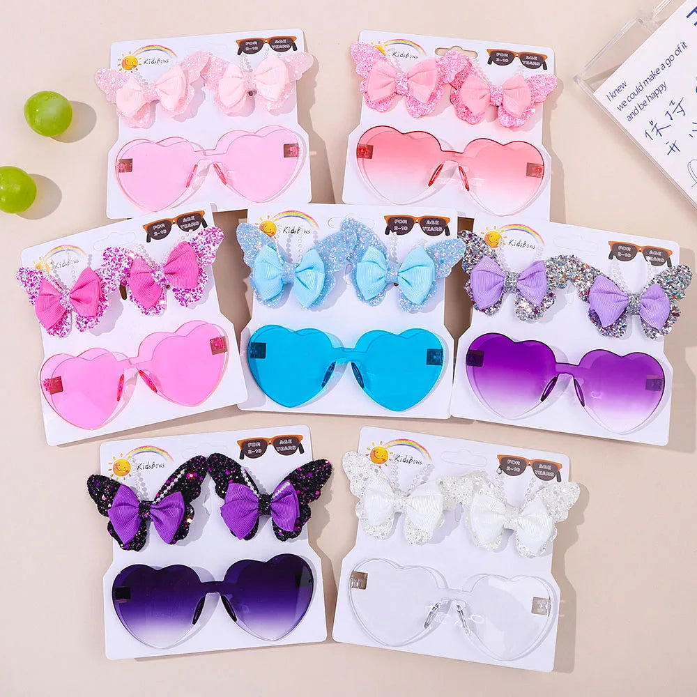 fashion peaches sunglasses hair clip set delicate butterfly hair bangs hairpin kids lovely headwear gift sets