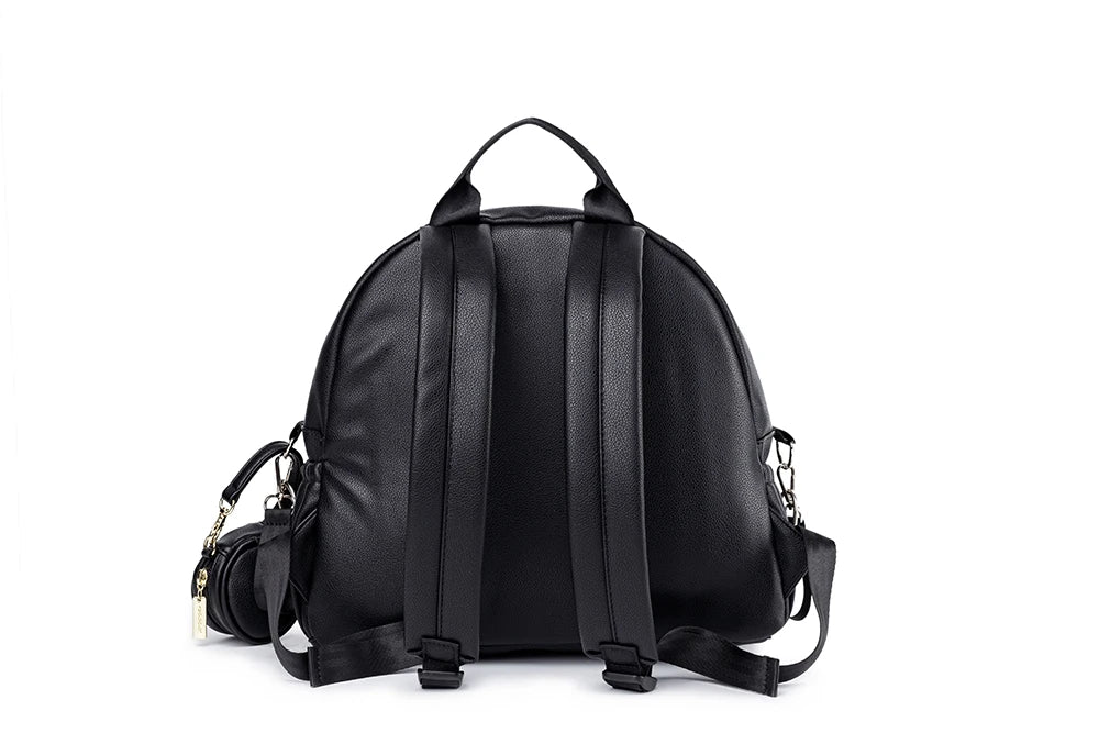 New Fashion PU Black Diaper Backpack for Baby Large Capacity Waterproof Pockets Diaper Bag for Mother Travel Stroller Bag
