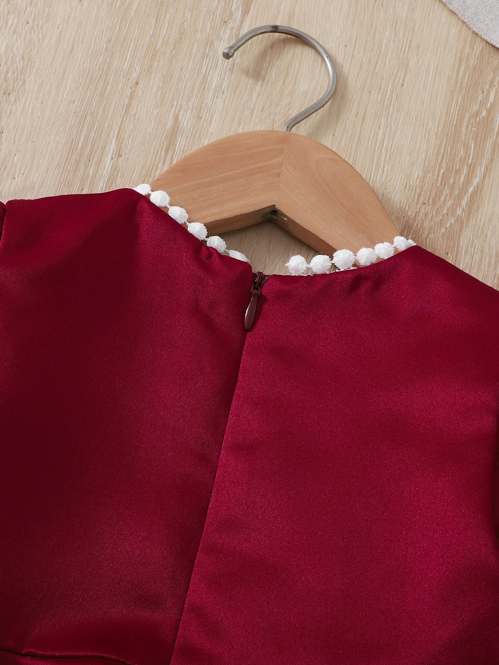 Baby girl Birthday Dress Bubble Sleeves and Pearl Decal wine Red Dress suitable for 0-3 Year old Daby girls Party Princess Dress