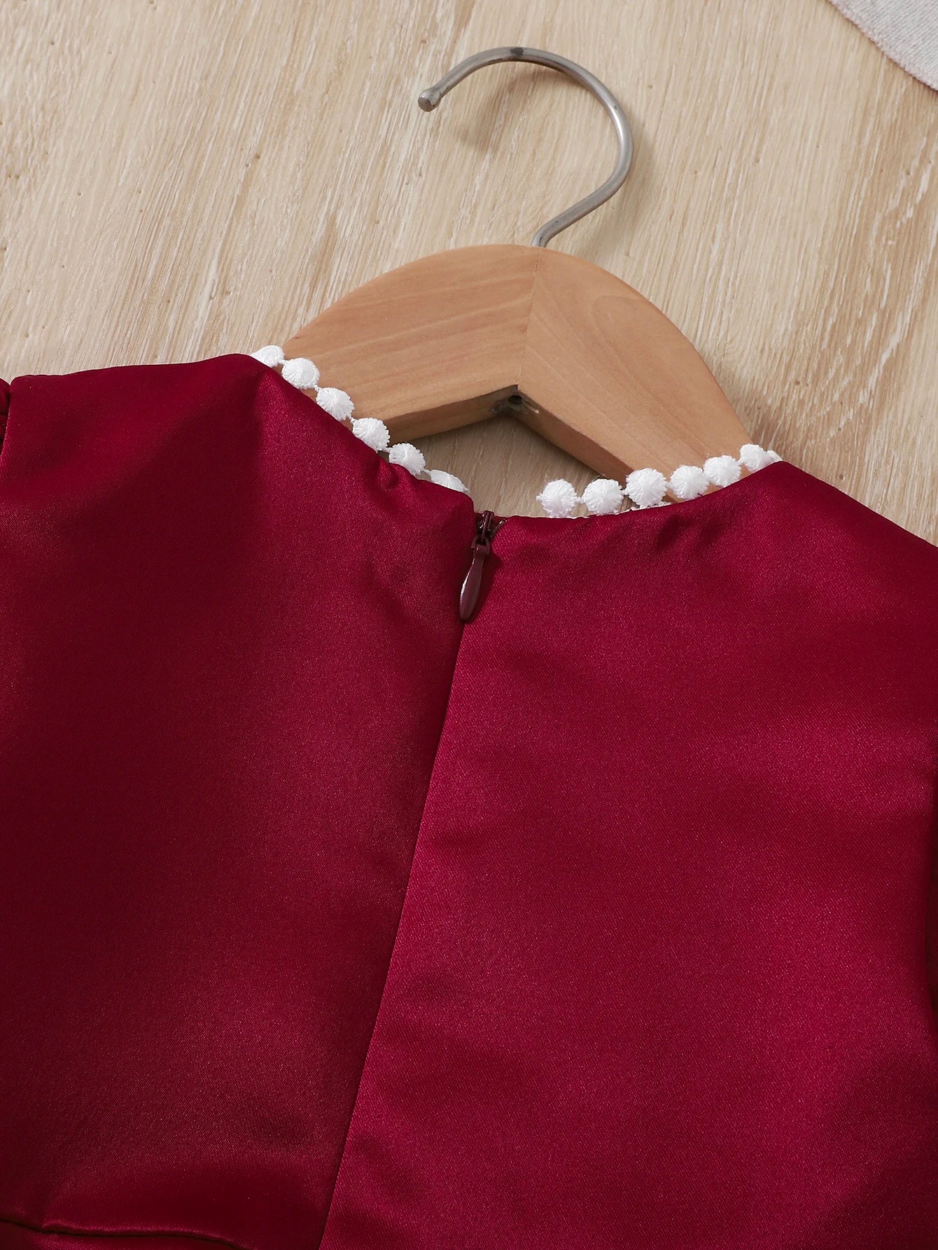 Baby girl Birthday Dress Bubble Sleeves and Pearl Decal wine Red Dress suitable for 0-3 Year old Daby girls Party Princess Dress