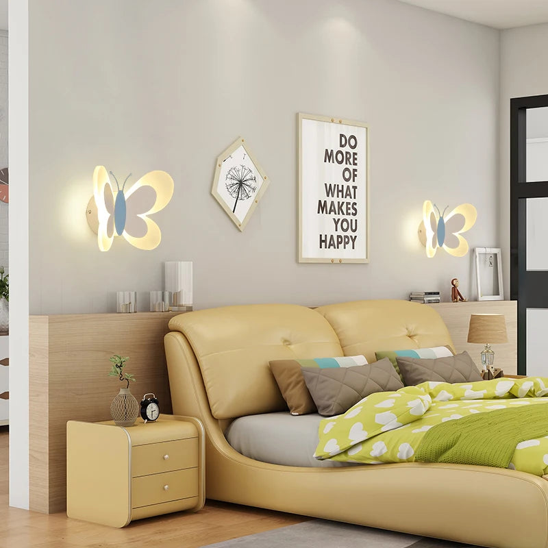 Modern Children's Room Butterfly Wall Light For Bedroom Bedside Wall Lamp Creative Personality Wall Decor LED Butterfly Sconce
