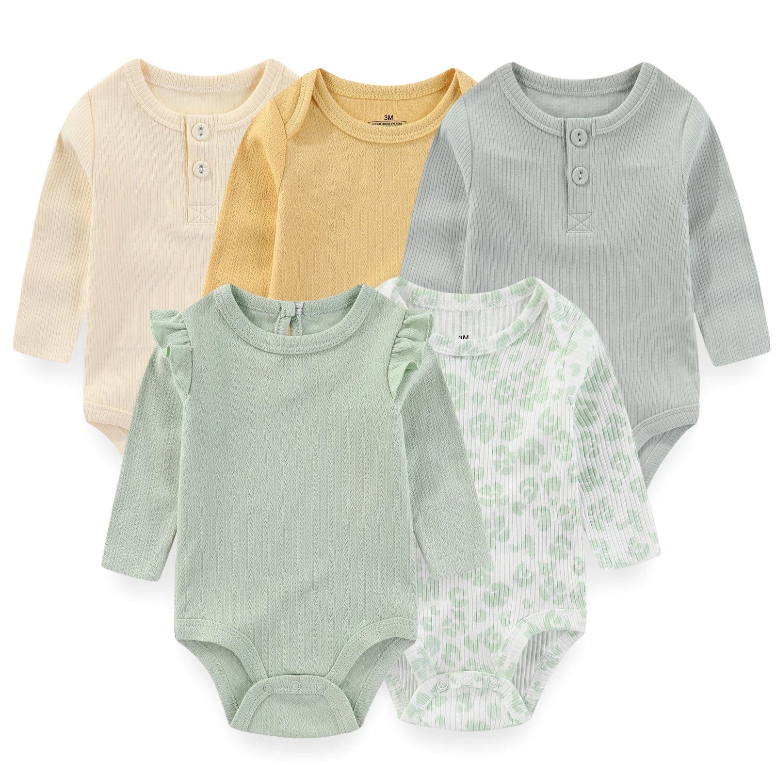 5 PCS/Lot Baby Long Sleeve Bodysuits Fashion Newborn Boys Girls Onesies Four Seasons Infant Clothes 0-12 Months Outfits