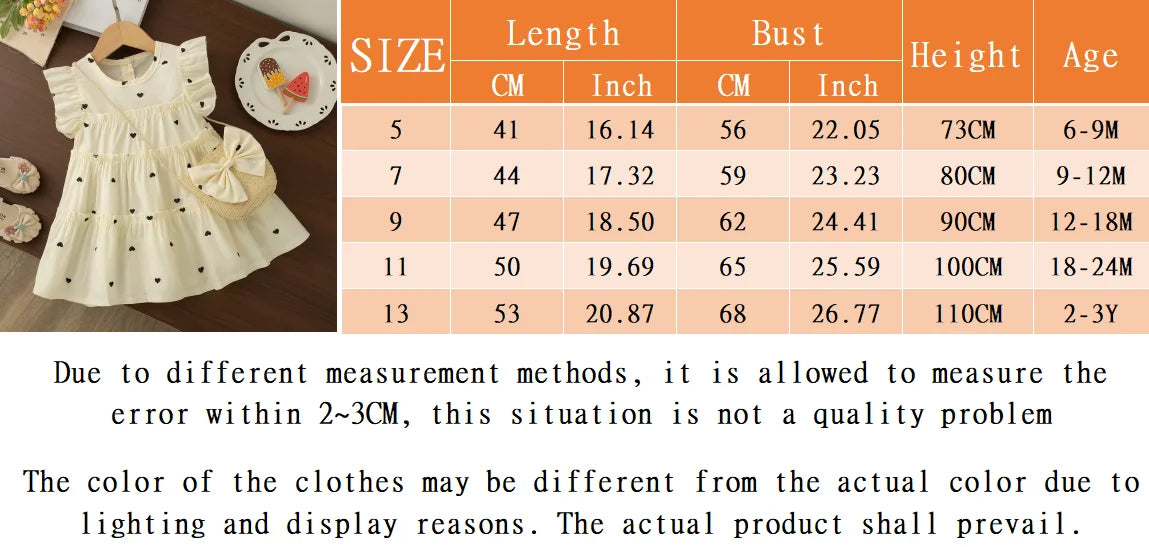Summer New Cute And Fresh Baby Girl Dress, Sweet Children'S Clothing+Bow Bag (6 Months -3 Years Old)